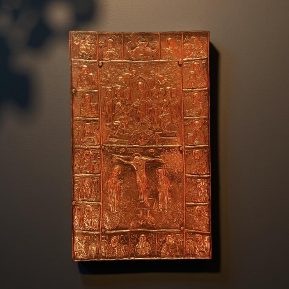 Antique Handmade Copper
Repousse Religious Plaque Greek
Orthodox Wall hanging - Picture 3 of 10